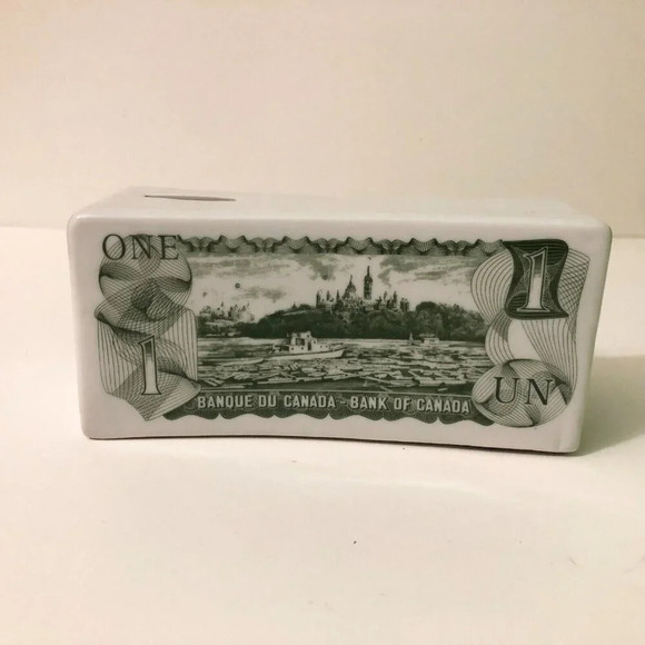 Vintage  One Dollar Bill Canada Canadian Coin Bank Taiwan Queen - Picture 4 of 13